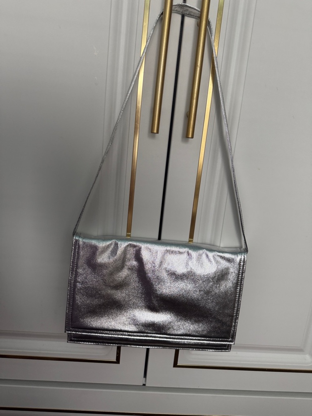 National Vintage Metallic Silver Shoulder Bag